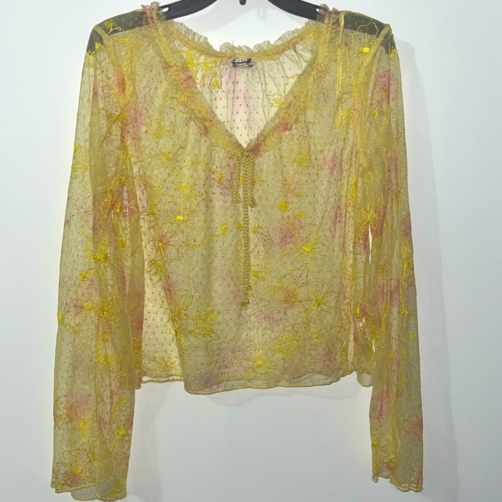 Free People Intimately Postcards from Paris Mesh Embroidered Top Blouse NWOT - Picture 11 of 13